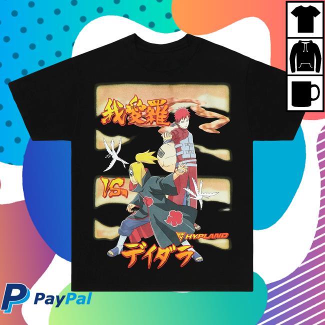 Official Hypland Clothing Merch Store Hypland Shippuden Gaara Deidara Tee (Black)