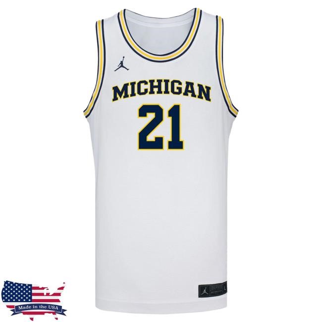 Michigan Wolverines #21 Morez Johnson Jr. Student Athlete White Basketball Jersey T Shirt The M Den Shop Official