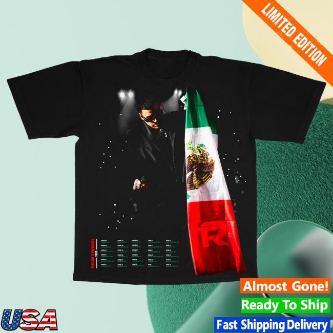 Official Fuerza Regida Merch Store Mexican Flag - Black S/S T Shirt Fuerza Regida Clothing Shop FuerzaRegida