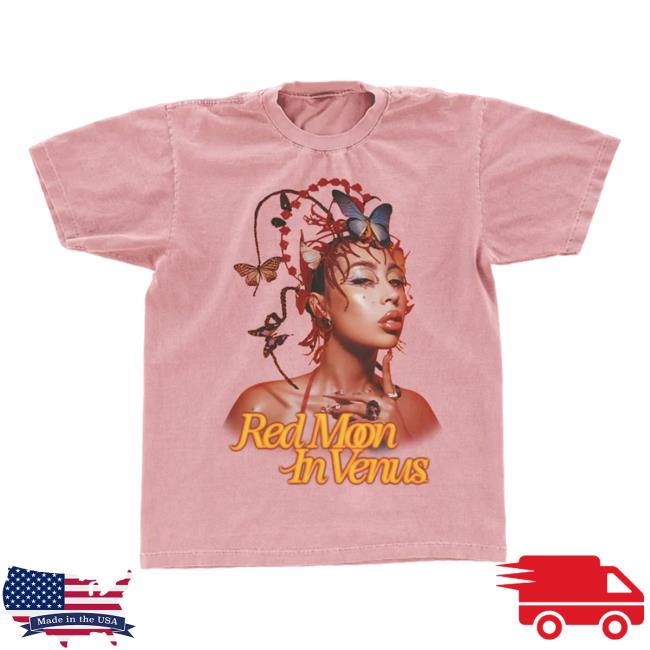 Official Kali Uchis Merch Store Kali Uchis Pink Red Moon in Venus Anniversary Popover Shirt Kali Uchis Clothing Shop KaliUchis ShopKaliUchis
