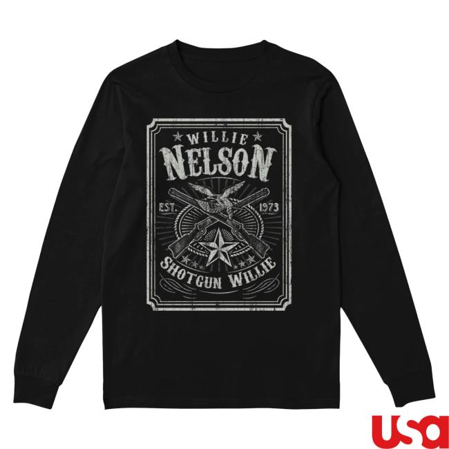 Official Willie Nelson Merch Store Retro Shotgun Willie Long Sleeve Shirts Willie Nelson Apparel Clothing Shop WillieNelson