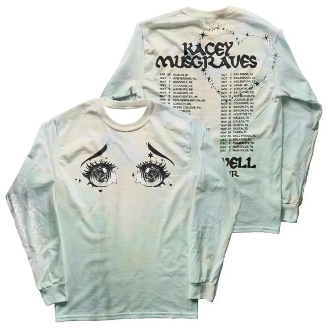 Official Kacey Musgraves Merch Store Kacey Musgraves Anime Eyes Long Sleeve Shirt Tie-Dye KaceyMusgraves
