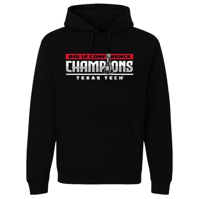 Official Red Raider Outfitter Texas Tech Big 12 CHAMPS - Hood - Winner Win Trophy - BLACK
