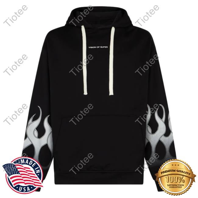 Official Vision Of Super Black Sweaters With Grey Gradient Flames