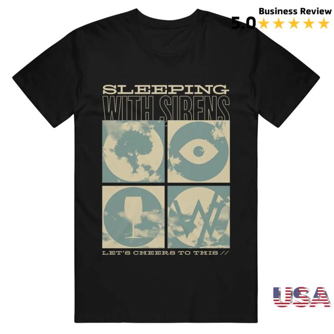 Official Sleeping With Sirens Merch Let's Cheers To This (Clouds) Black Tee
