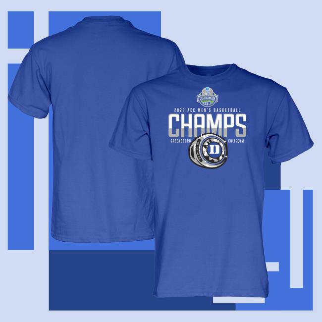 Duke Blue Devils Blue 84 2023 ACC Men's Basketball Conference Tournament Champions Locker Room Shirt New - Royal