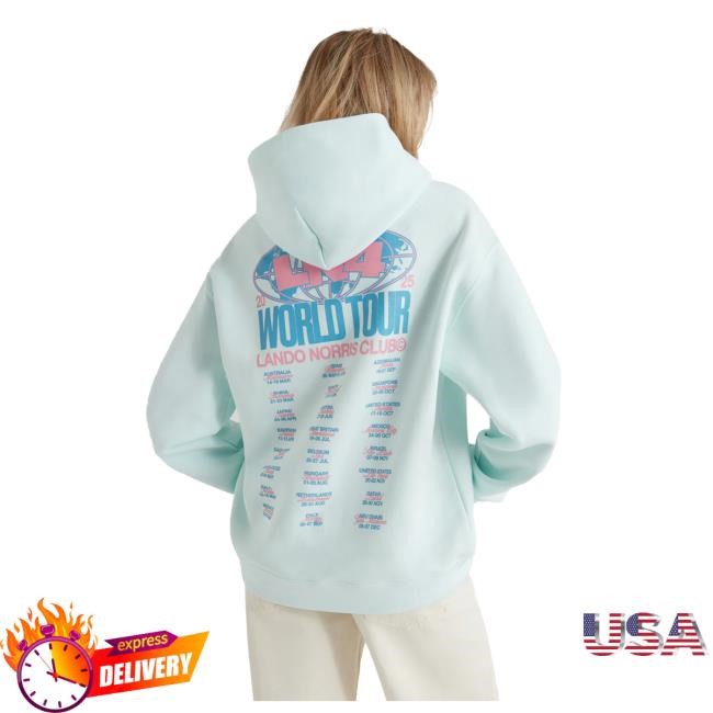 Official Lando Norris Merch Store Shop World Tour Pullover Hoodie - Seafoam