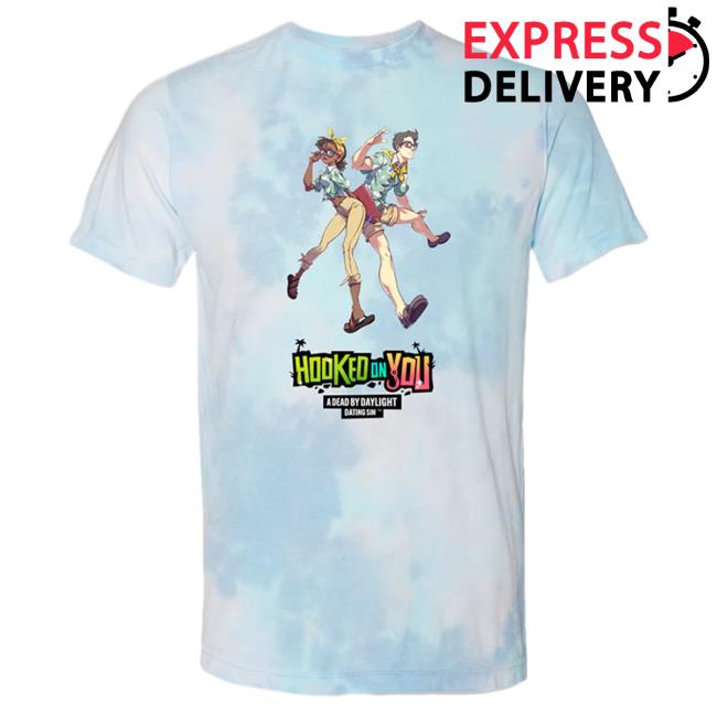 Official Dead By Daylight Merch Store Dead By Daylight Hooked On You Claudette Dwight Tie Dyed Shirt Turquoise Deadbydaylight Shop