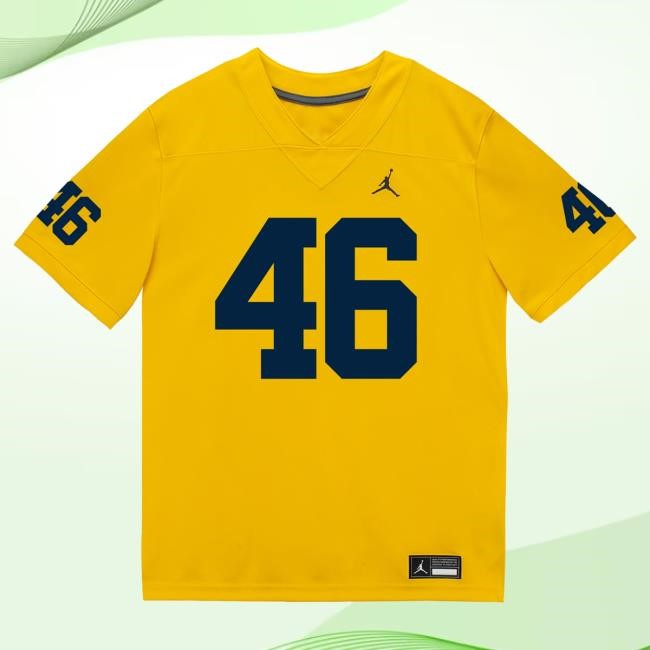Michigan Wolverines #46 Crandall Quinn Student Athlete Maize Football Jersey Hot Shirt The M Den Shop Official