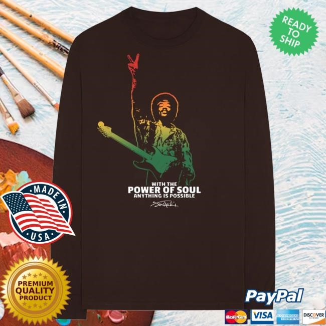 Jimi Hendrix Power of the Soul Brown Long Sleeve T-Shirt