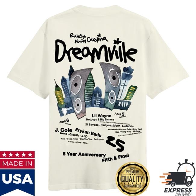 Official Dreamville Festival DV 25 Hometown Cream Lineup Tee