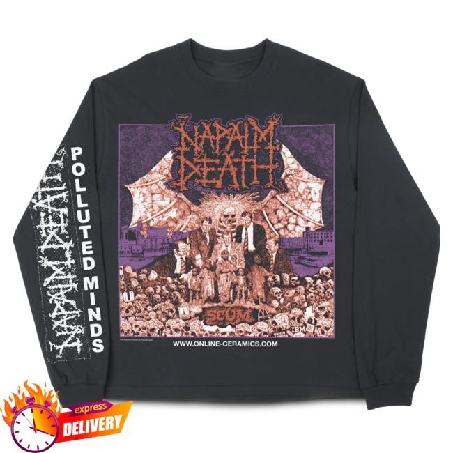 Online Ceramics Polluted Minds Off-Black Long Sleeve T-Shirt