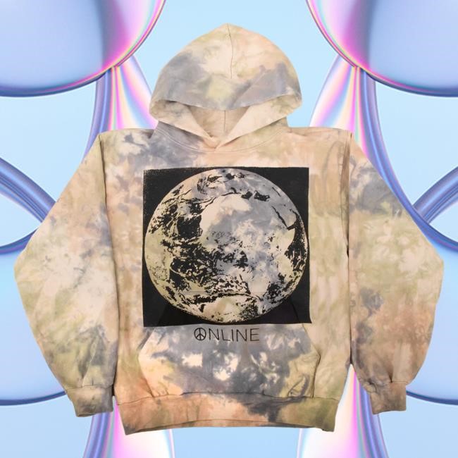 Official Online Ceramics Clothing Earth Moon Logo Tie Dyed and Stonewashed Hoodies OnlineCeramics