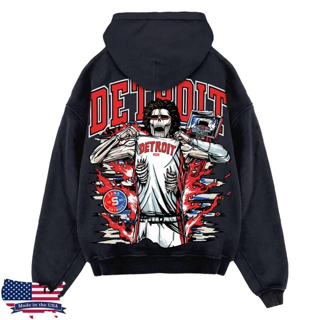 Official Sana Detroit Merch Store Shop Motor Muscle Popover Hoodie- Black Edge