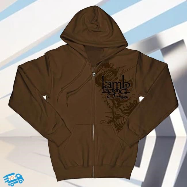 Official Lamb of God Merch New American Gospel Brown Zip Hoody
