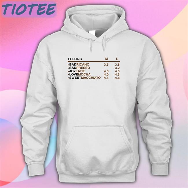 Poorly Translated Shirts Felling Bad Ricano Sad Presso Joy Latie Love Mocha Sweet Macchiato Hoodies Shirt Translatedtees