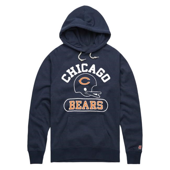 Chicago Bears Homage Navy Helmet Hooded Sweatshirt | Buy Official Clark Street Sports