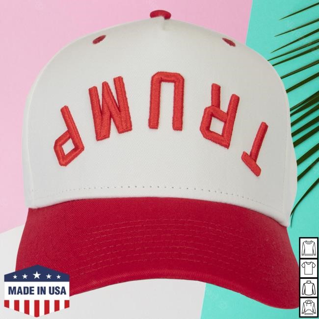 Official Donald Trump Merch Shop Upside Down Trump Embroidered Cap White/Red Trump Store