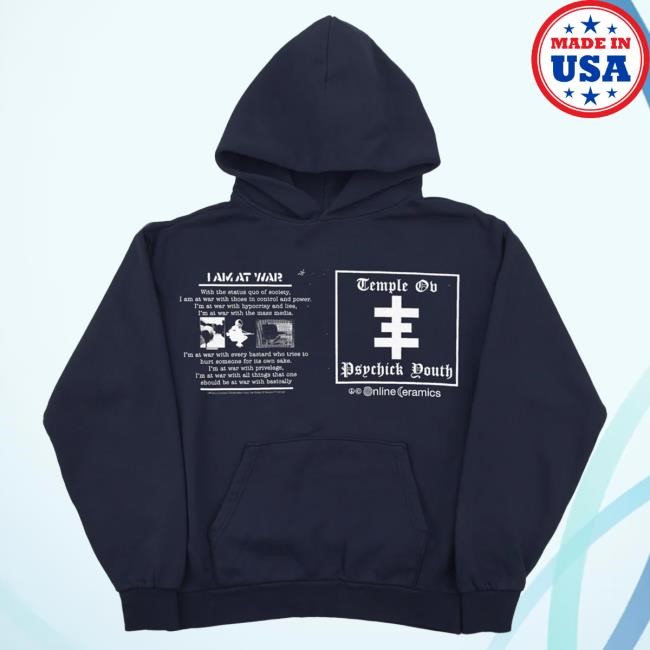 Official Online Ceramics Clothing Genesis P-Orridge "Temple Ov Psychick Youth" Navy Hoody OnlineCeramics