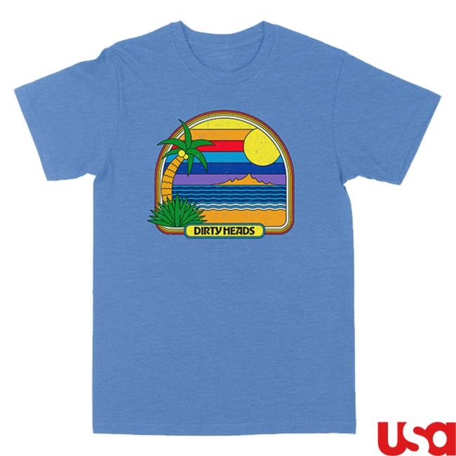 Retro Beach Blue Short Sleeve Shirt - Dirty Heads Store Merch | Dirtyheads Clothing Apparel