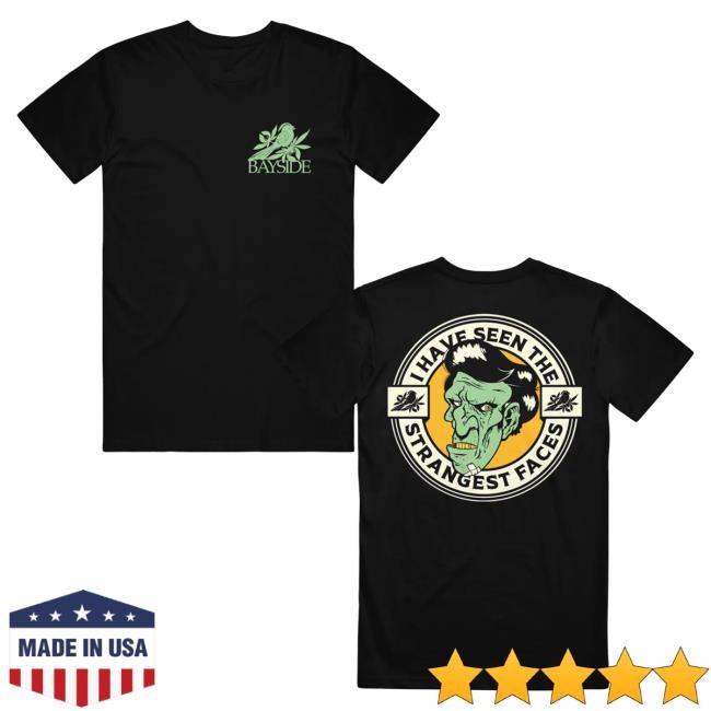 Official Bayside Band Merch Shudder Strangest Faces Black Tees