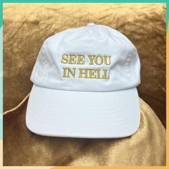 Official Red Scare Merch "See You In Hell" Cap - White & Gold