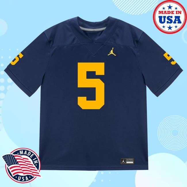 The M Den Michigan Wolverines #5 Jacob Oden Student Athlete Blue Football Jersey Tees