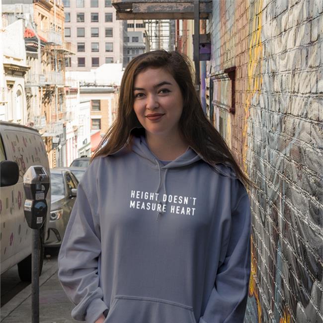 Height Doesn't Measure Heart Spellout Hoodie Height Doesn't Measure Heart Tee