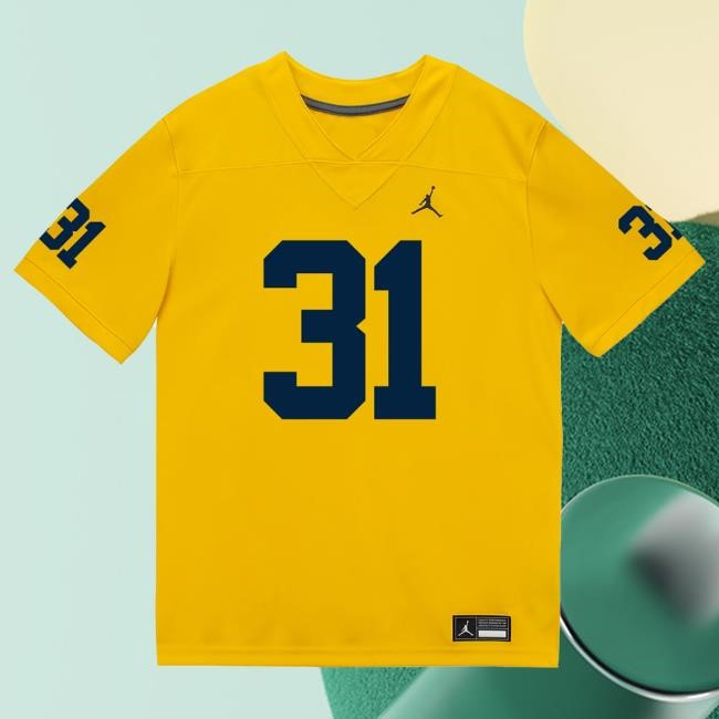The M Den Michigan Wolverines #31 Nico Andrighetto Student Athlete Maize Football Jersey Shirt