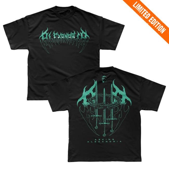 Official Asking Alexandria Merch Store Crown Sword New T-Shirt Asking Alexandria Store