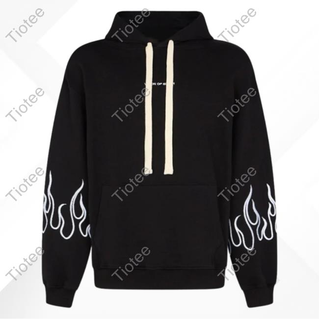 Official Vision Of Super Black Sweatshirts With White Flames