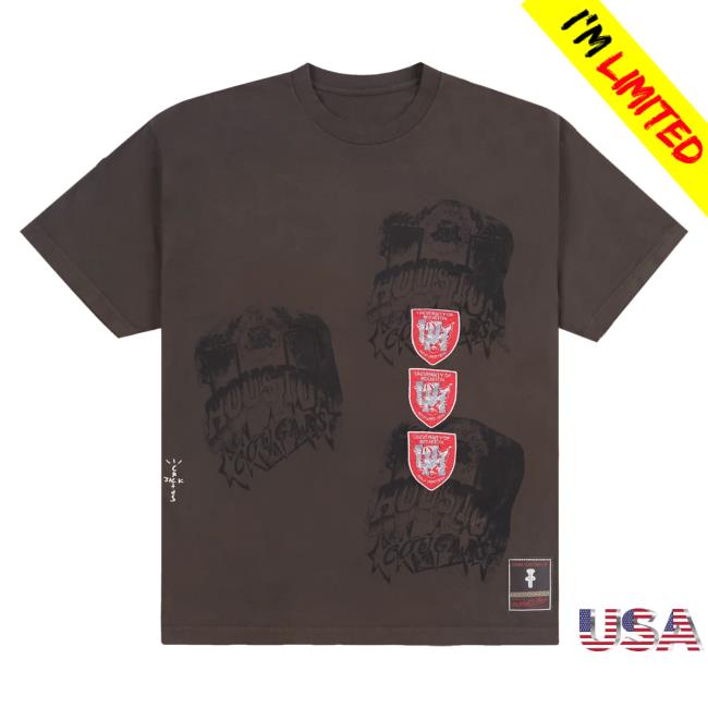Official Travis Scott Utopia Merch Store CJ X M&N X UNIVERSITY OF HOUSTON SEAL Tee Travis Scott Apparel Clothing TravisScott