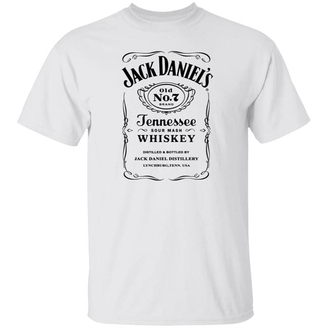 Jack Daniels Old No 7 T Shirt Jack Daniels T Shirts Jack Daniels Old No 7 Brand Tennessee Sour Mash Whiskey DISTILLED & BOTTLED BY JACK DANIEL DISTILLERY LYNCHBURG,TENN. USA