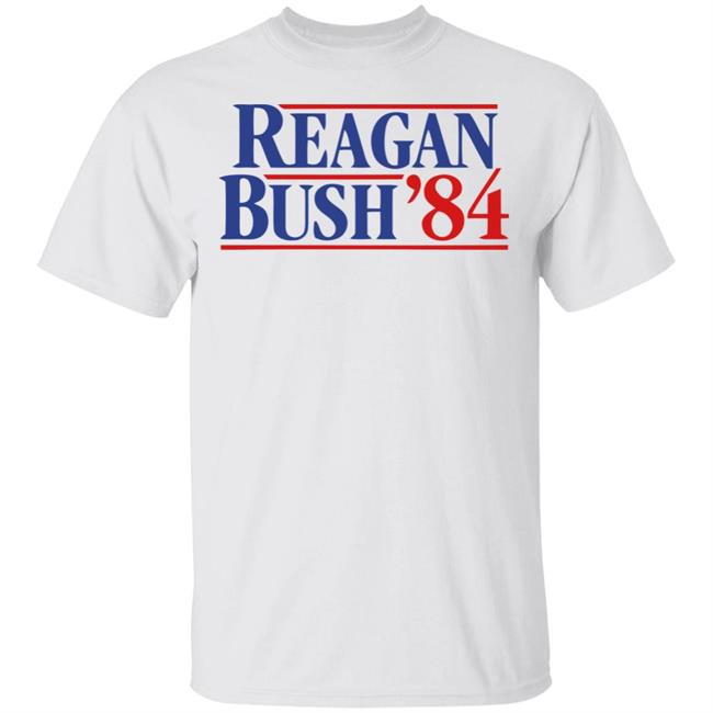 Reagan Bush 84 T Shirt Vintage Style Conservative Republican GOP White