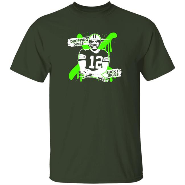 Aaron Rodgers Dropping Dimes Suck It Signs Shirt With the Suck It Crotch Chop
