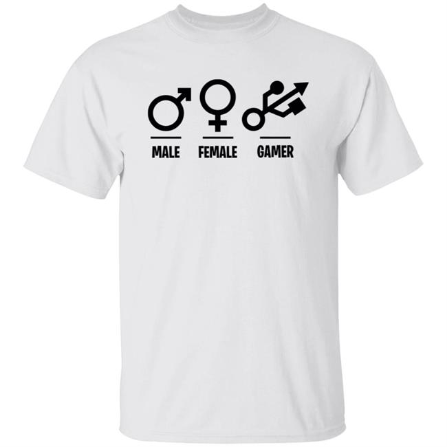 Male Female Gamer Gender Symbols USB Funny Gaming T Shirt