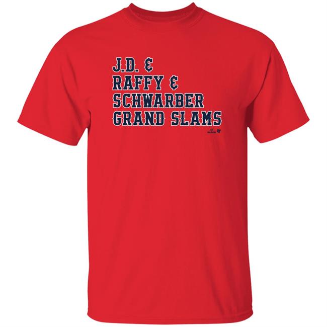 BreakingT Red Sox Merch Boston Slam Party Celebrating Grand Slams Shirt JD and Raffy and Schwarber Grand Slams Shirt