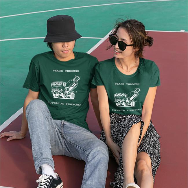 Funny Pol Woj Duoble Dog On Truck Peace Through Superior Firepower Shirt