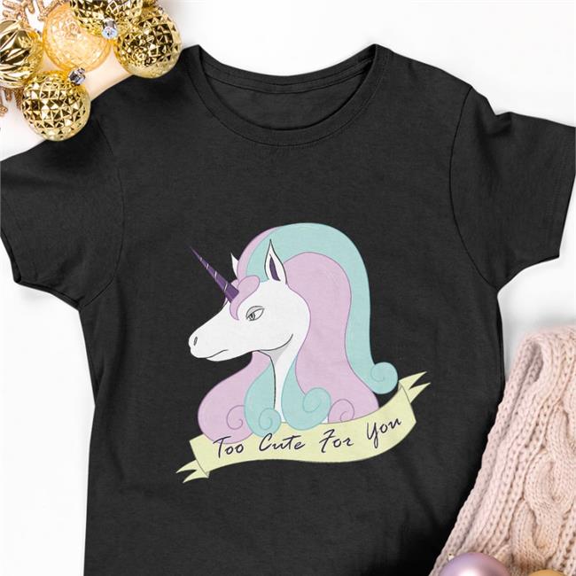 Greg Rapidash Unicorn Too Cute For You Tee Black Whitewing