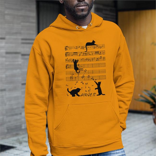 Cute Cat Kitty Playing Music Note Clef Musician Art Shirt Threatening Music Notation Redbubble Store