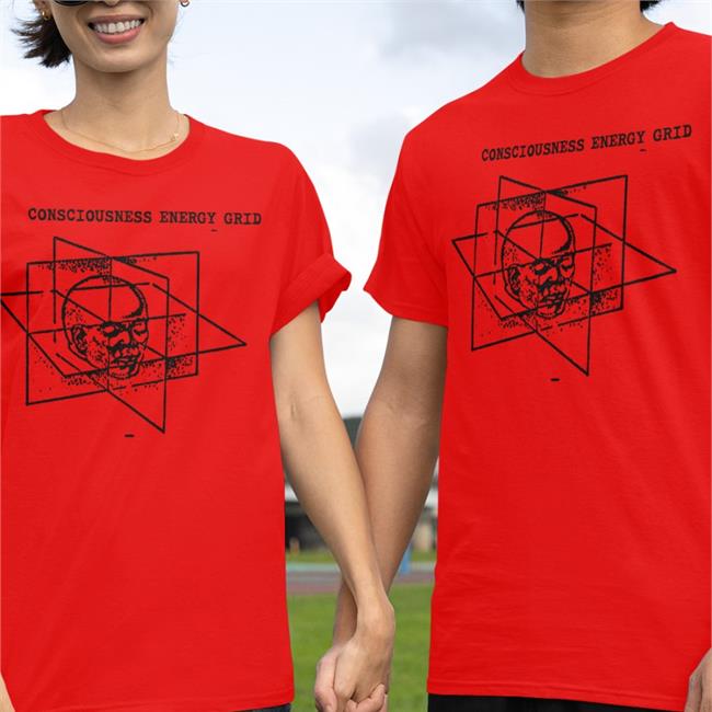White Coffin Fit Consciousness Energy Grid Shirt
