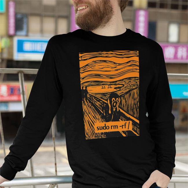 Black Screaming Tux Linux Sudo Rm -Rf Shirt Notwillmorgan
