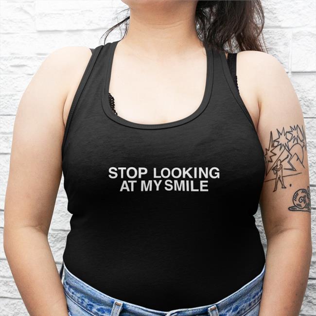Stop Looking At My Smile Black Crewneck Sweatshirt