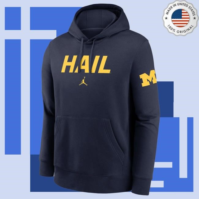 Michigan Wolverines Navy Nike Club Fleece Hail Pullover Hoodie The M Den Official Shop