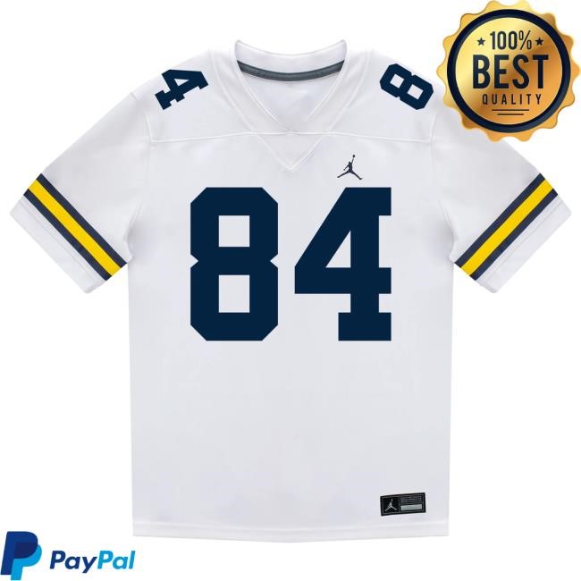 The M Den Michigan Wolverines #84 Jacob Washington Student Athlete White Football Jersey Tees