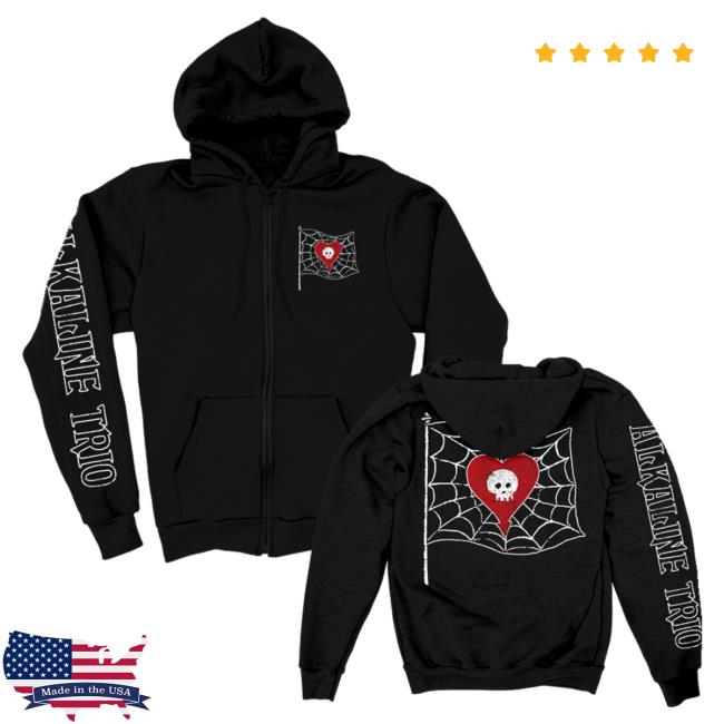 Official Kings Road Merch Store Alkaline Trio Spider Web Flag Zip Up Popover Hoodie (Black) AlkalineTrio Kings Road Shop