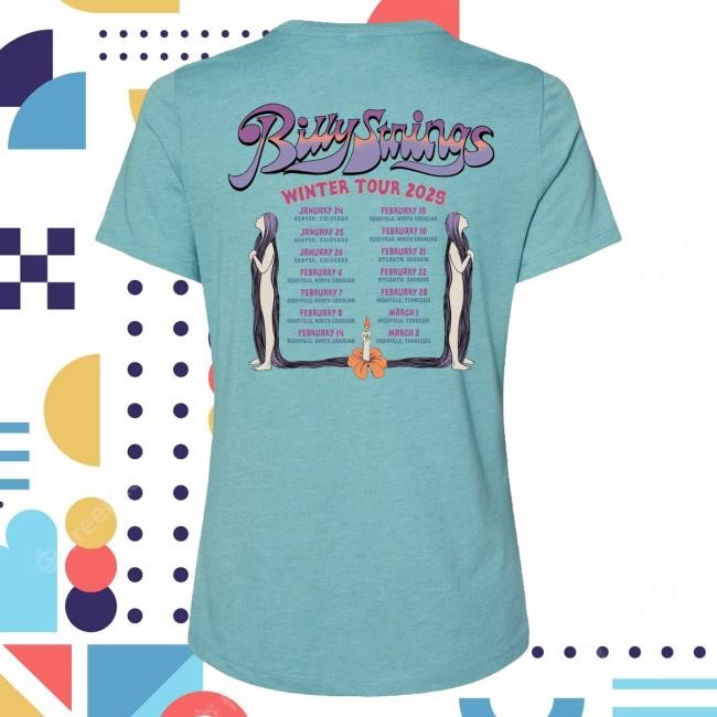 Billy Strings Merch Ladies Candle Tshirt with Dates (Nick Potts)