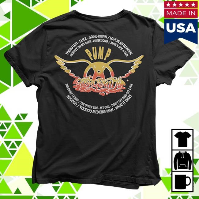 Official Aerosmith Store Pump Tracklist T Shirt