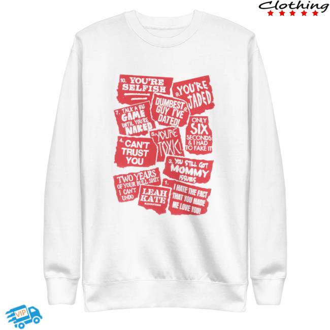 Official Leah Kate Merch Leah Kate 10 Things Long Sleeve Shirt Leahkatemusic