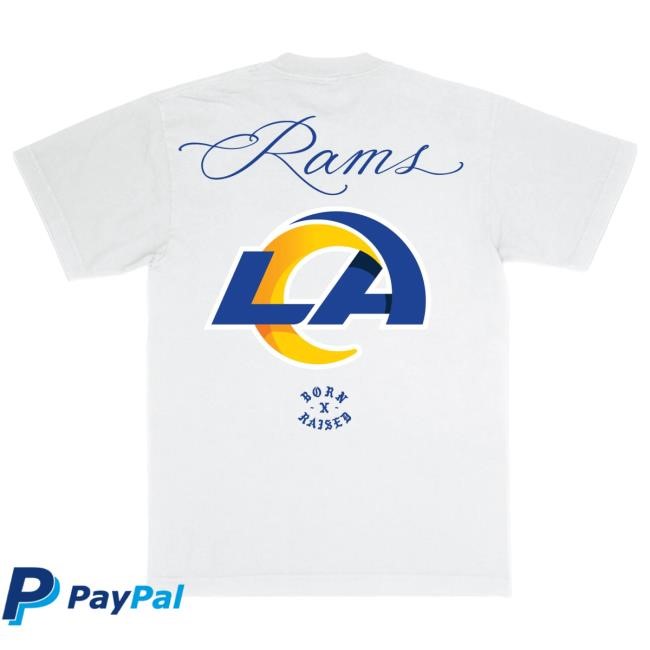 Official Born X Raised Merch Store Born X Raised + Rams Fine Line Hot Shirt: White